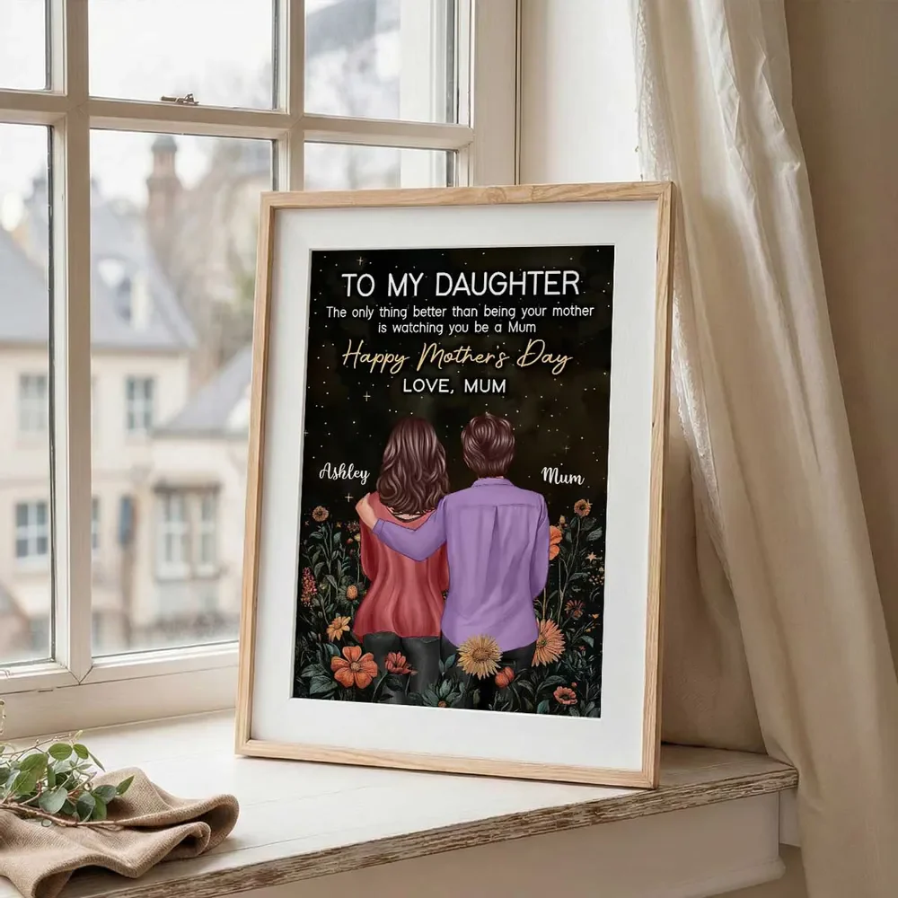 To My Daughter Personalized Poster, Heartwarming Mum Message with Golden Script and Floral Night Sky, Unique Mother's Day Gift - Image 5