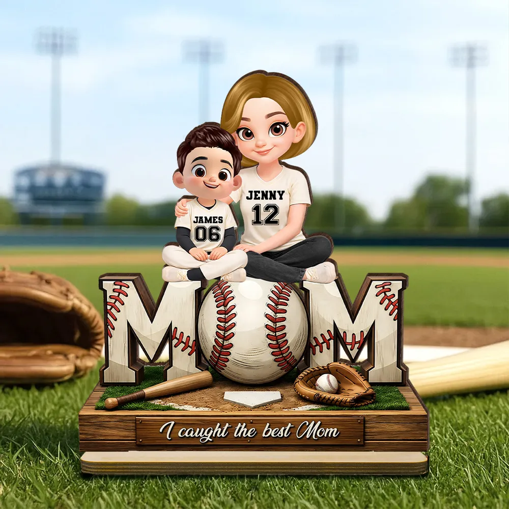 2-Layer Wooden Plaque Personalized Baseball Mom and Kids Team Jersey Look - Sweet Living Room Display and Creative Gift for Mom - Image 7
