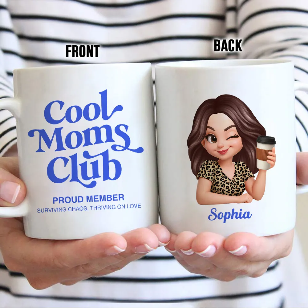 Personalized Cool Moms Club Ceramic Mug With Custom Cartoon Mom, Cute Daily Coffee Gift For Mom And Wife - Image 3