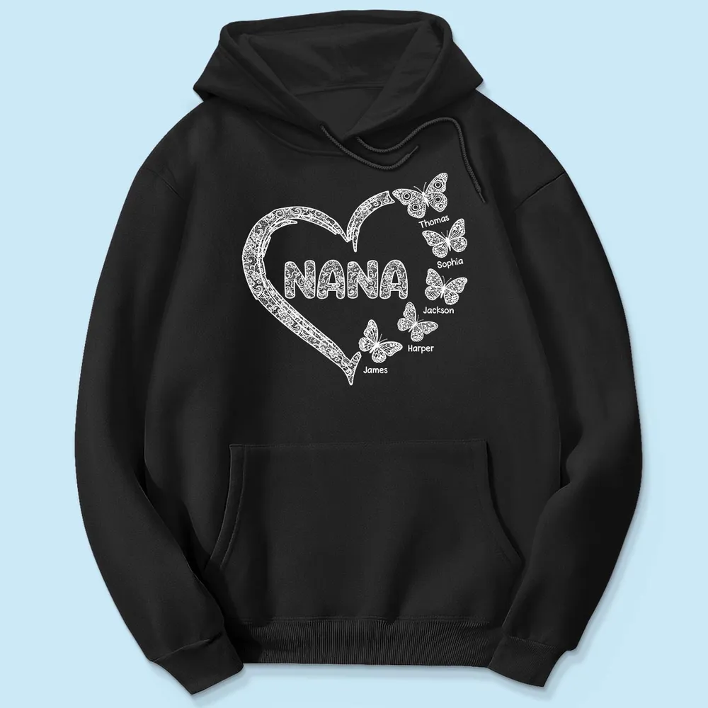 Personalized Classic Tee for Grandma, Lace Heart Nana Butterfly Design, Unique Custom Gift for Mother's Day - Image 7
