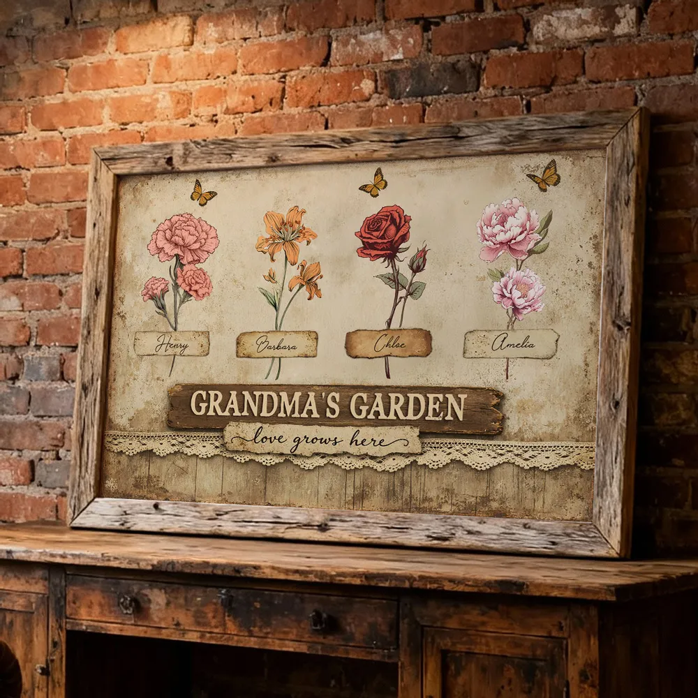 Personalized Grandma's Garden Poster, Vintage Floral Butterflies Wall Art, Unique Gift for Grandma or Mom - Image 5