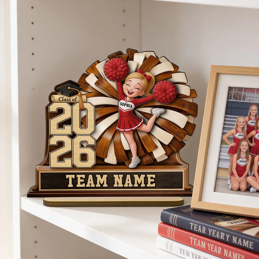 Personalized 2-Layer Wooden Plaque Cheerleader Graduation Decor With Class of and Team Name, Unique Gift - Image 3