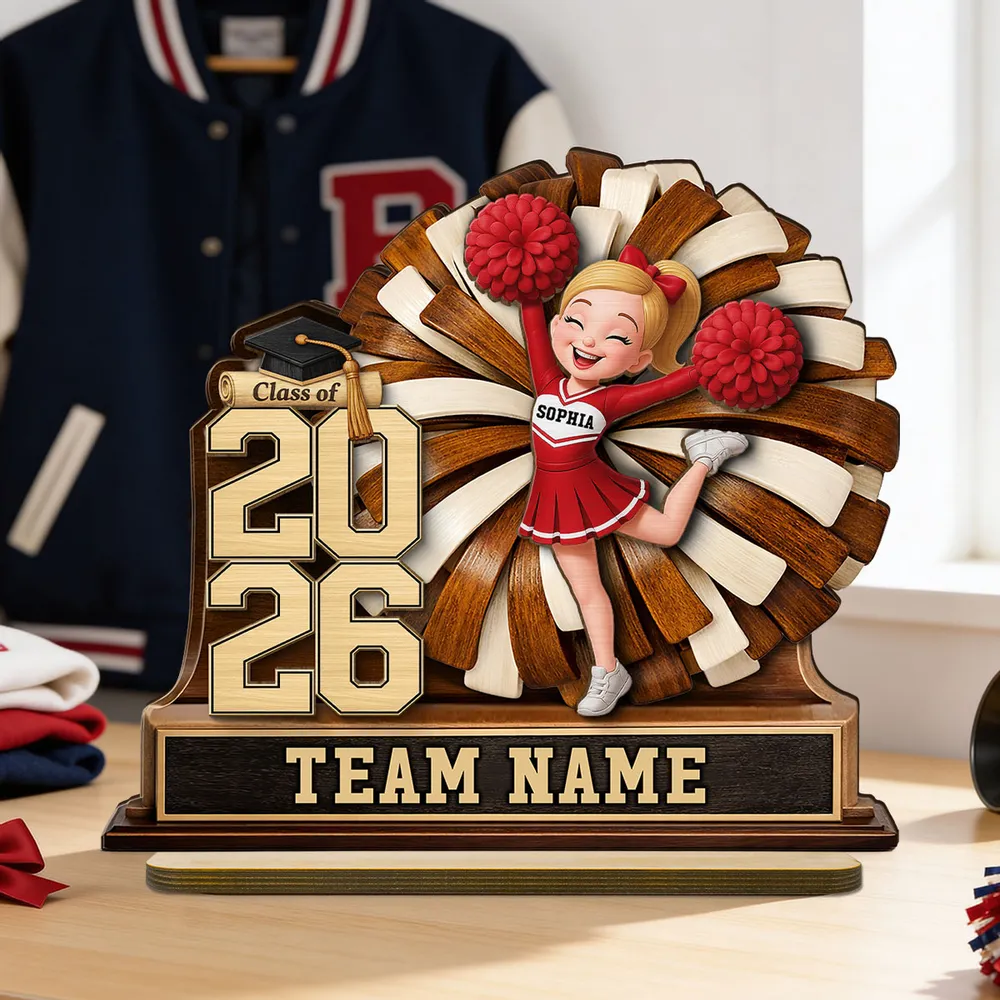 Personalized 2-Layer Wooden Plaque Cheerleader Graduation Decor With Class of and Team Name, Unique Gift - Image 4