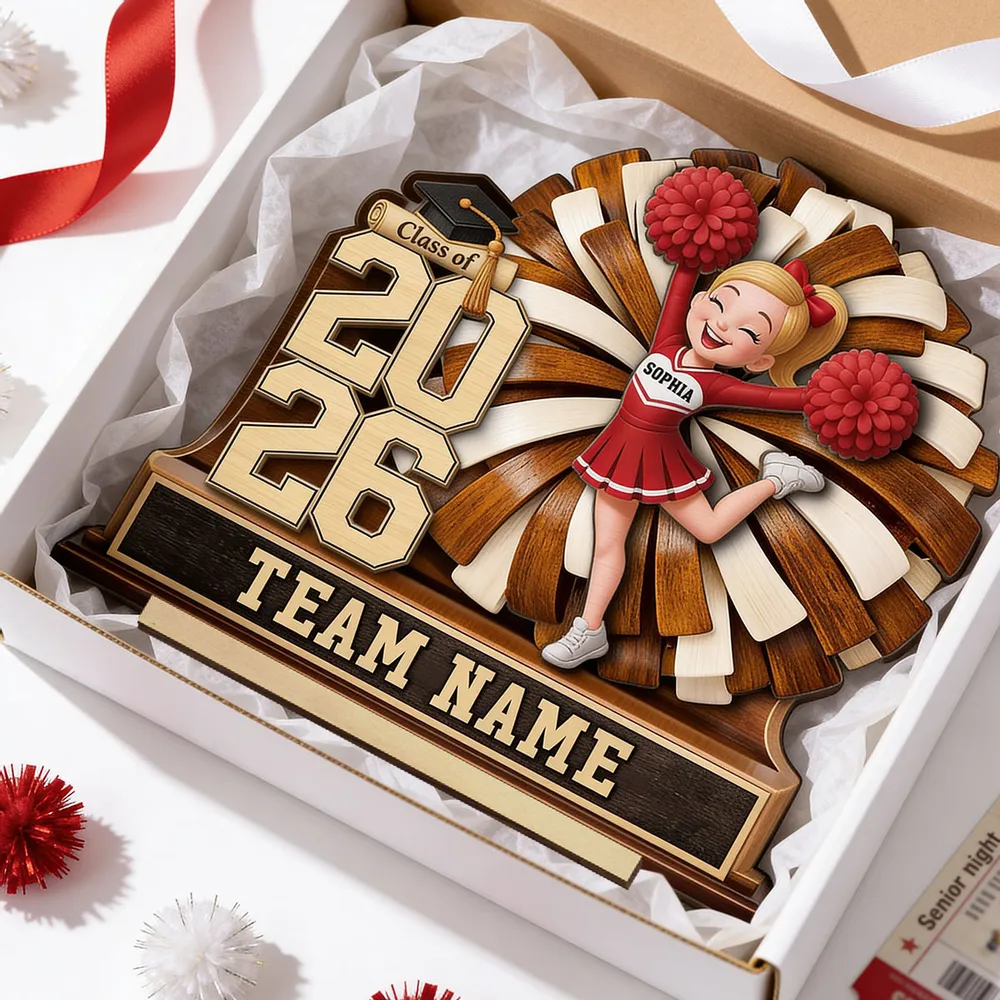 Personalized 2-Layer Wooden Plaque Cheerleader Graduation Decor With Class of and Team Name, Unique Gift - Image 5