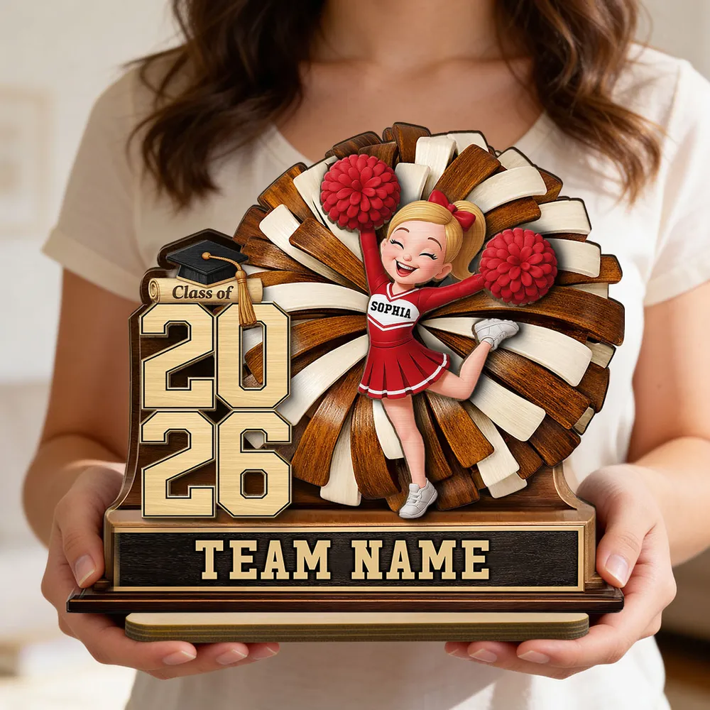 Personalized 2-Layer Wooden Plaque Cheerleader Graduation Decor With Class of and Team Name, Unique Gift - Image 6