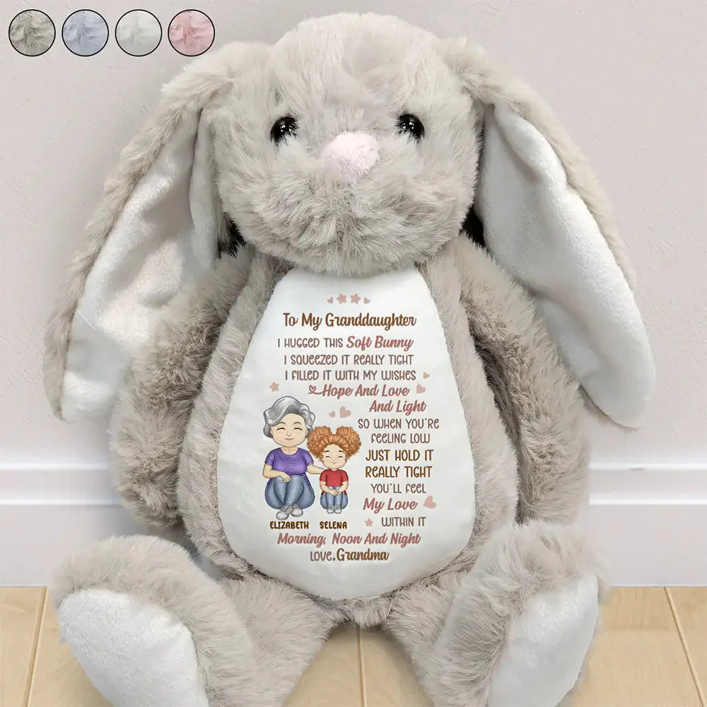 Personalized Plush Bunny for Granddaughter, Grandma's Wishes Message, Sweet Unique Gift for Comfort & Love