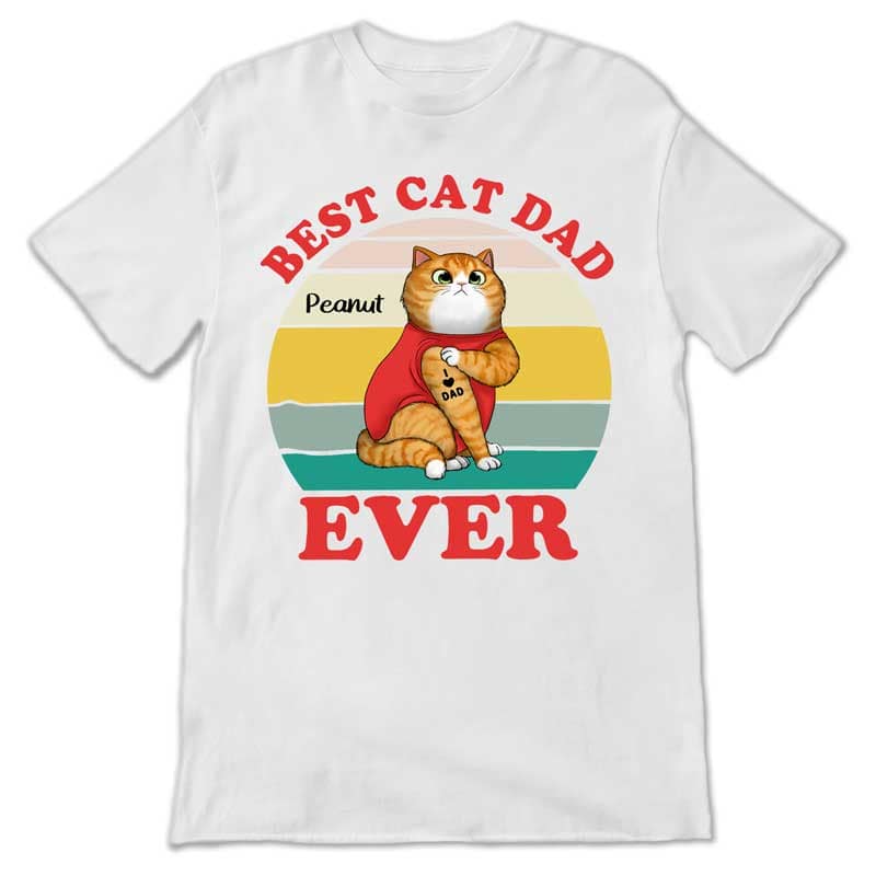 Personalized Best Cat Mom Ever Classic Tee with Retro Sitting Cat Art, Unique Gift for Cat Lovers - Image 2