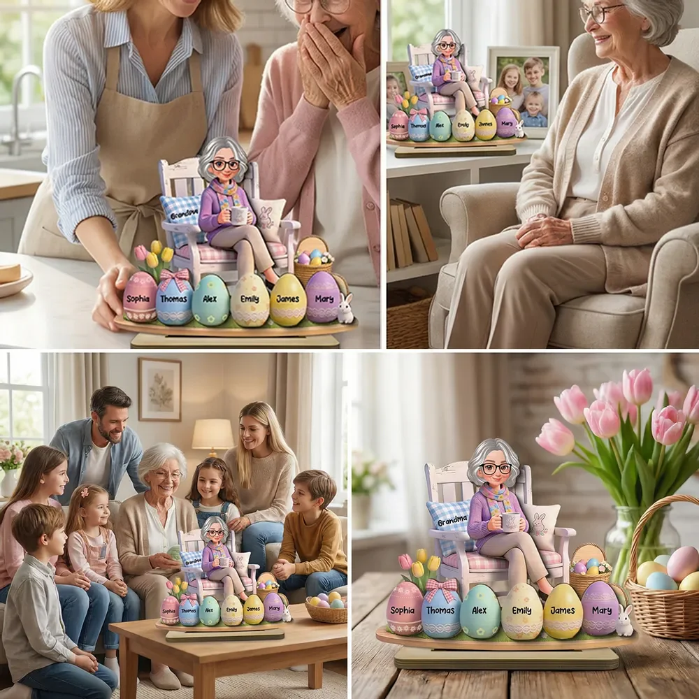 Personalized 2-Layer Wooden Plaque with Grandma and Easter Eggs, Custom Family Keepsake Gift for Grandma - Image 6