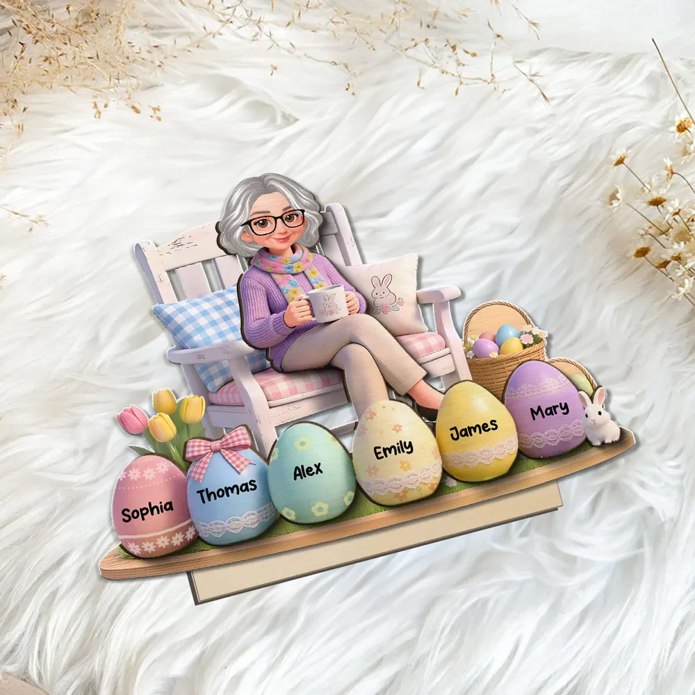 Personalized 2-Layer Wooden Plaque with Grandma and Easter Eggs, Custom Family Keepsake Gift for Grandma - Image 7