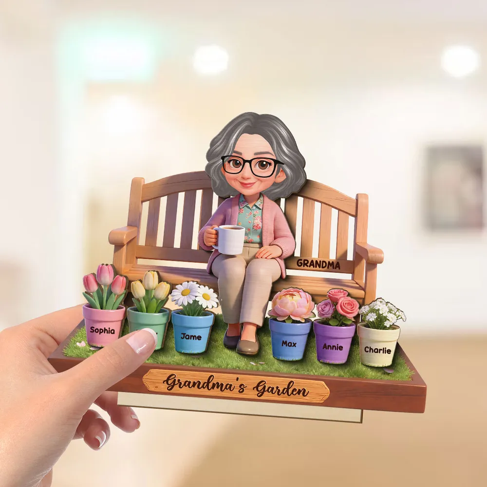 Personalized 2-Layer Wooden Plaque Grandma's Garden Bench Scene for Grandma, Sweet Family Keepsake Gift - Image 7