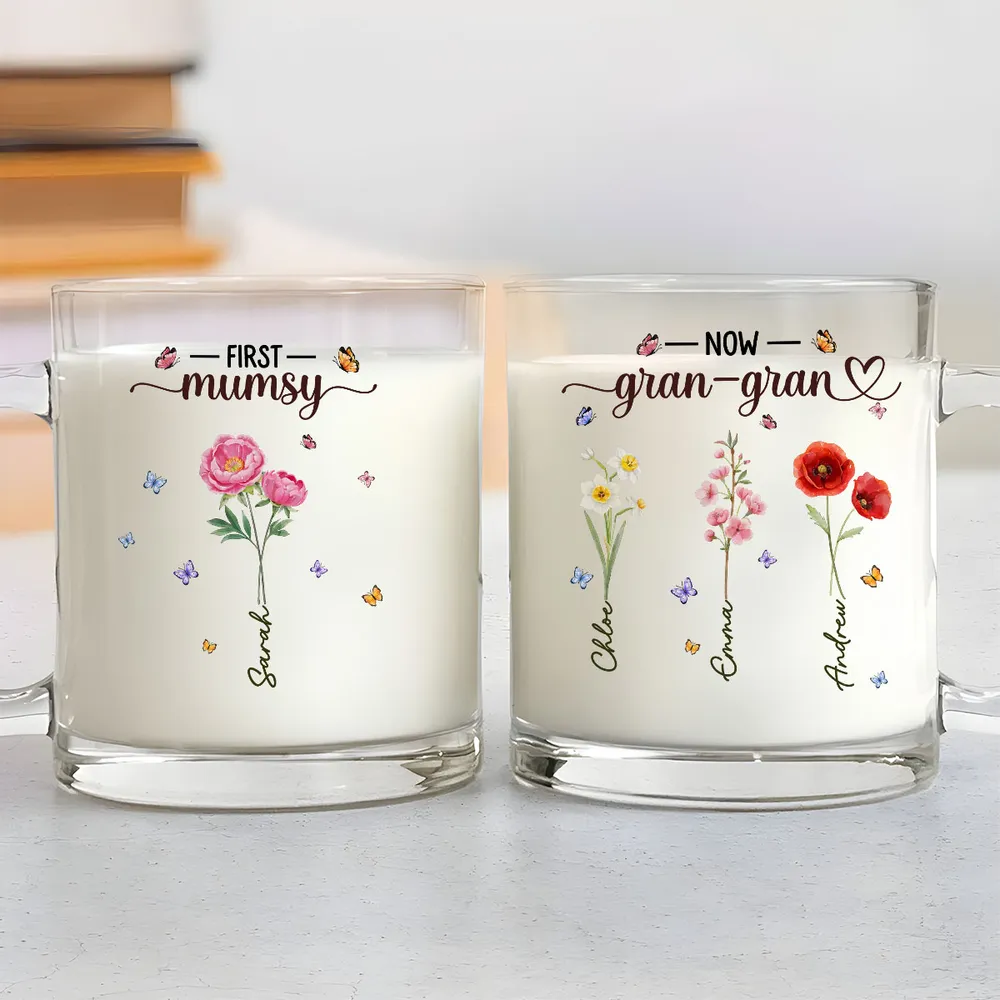 Personalized Glass Mug for Grandma, Custom Birth Flower Style Design, Sweet Daily Coffee Gift - Image 5
