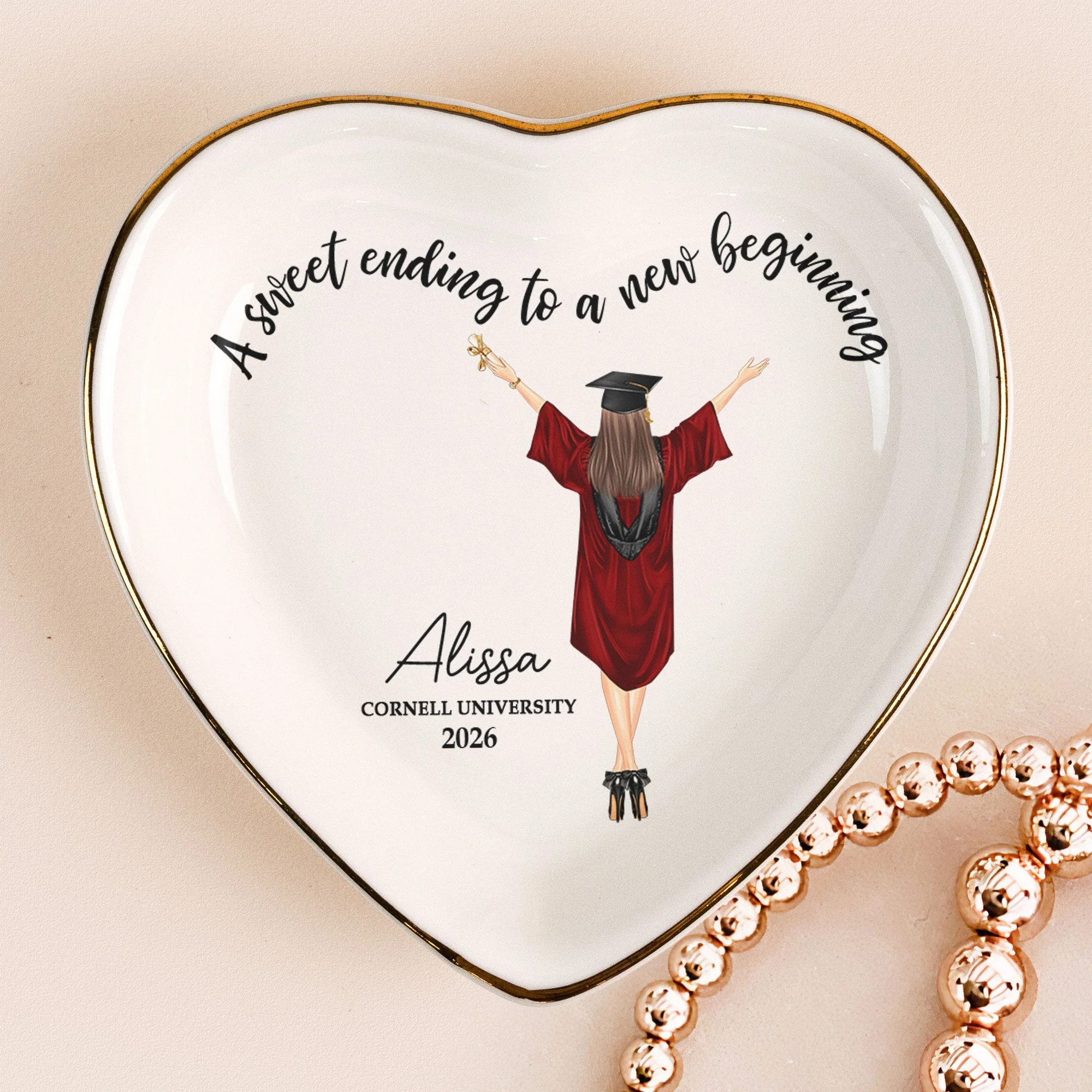 Personalized Graduation Jewelry Dish, Custom Keepsake Vanity Decor, A Sweet Ending To A New Beginning, Unique Gift - Image 4