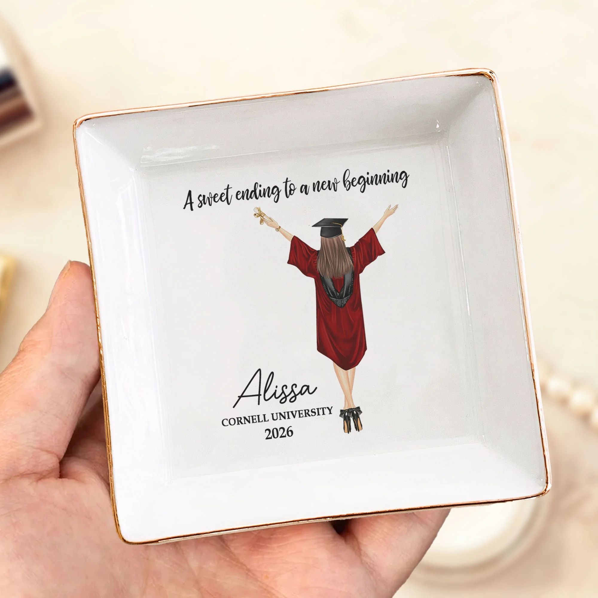 Personalized Graduation Jewelry Dish, Custom Keepsake Vanity Decor, A Sweet Ending To A New Beginning, Unique Gift - Image 8
