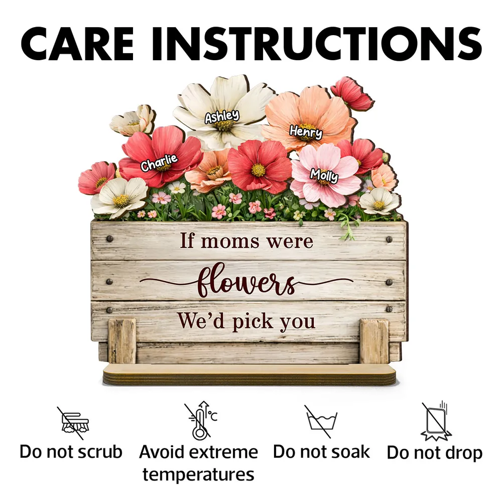 Personalized 2-Layer Wooden Plaque If Moms Were Flowers We'd Pick You - Sweet Floral Gift for Mom - Image 8