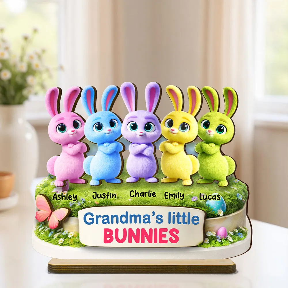 Personalized 2-Layer Wooden Plaque Grandma's Little Bunnies Spring Easter Decor, Unique Gift for Grandma - Image 5