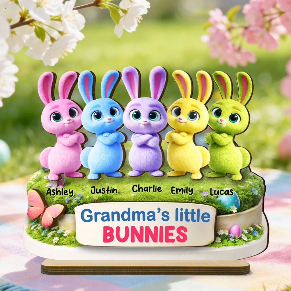 Personalized 2-Layer Wooden Plaque Grandma's Little Bunnies Spring Easter Decor, Unique Gift for Grandma - Image 6