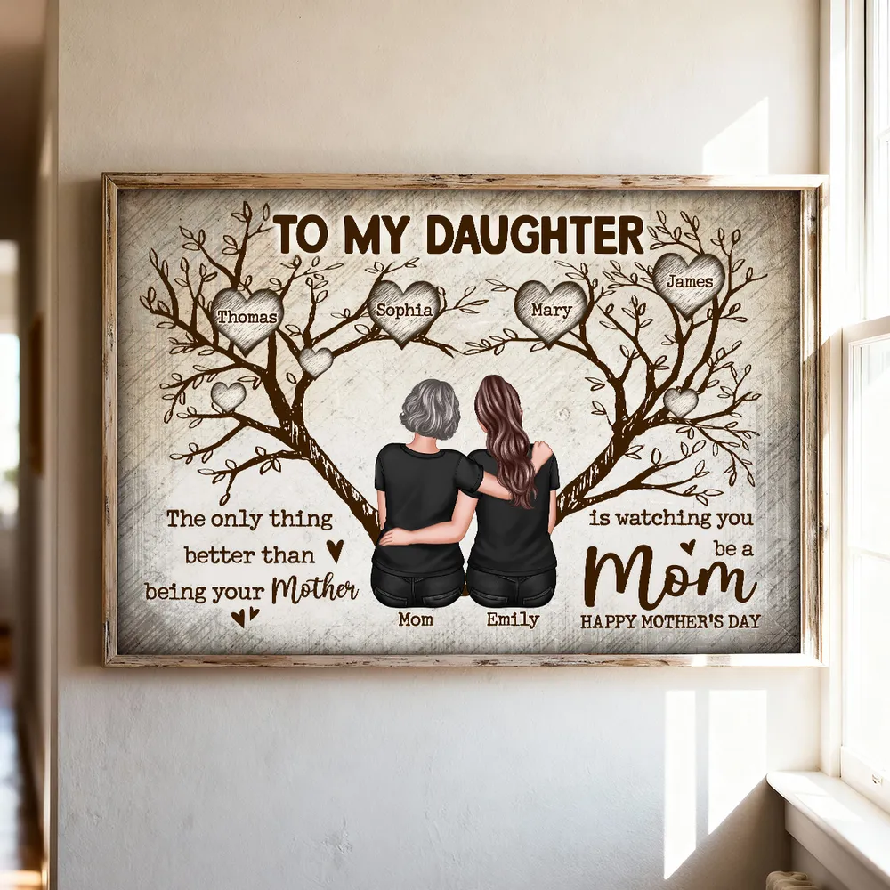 To My Daughter Personalized Poster, Back Hug Under Tree of Life, Heartwarming Keepsake Wall Art, Unique Mother's Day Gift - Image 2
