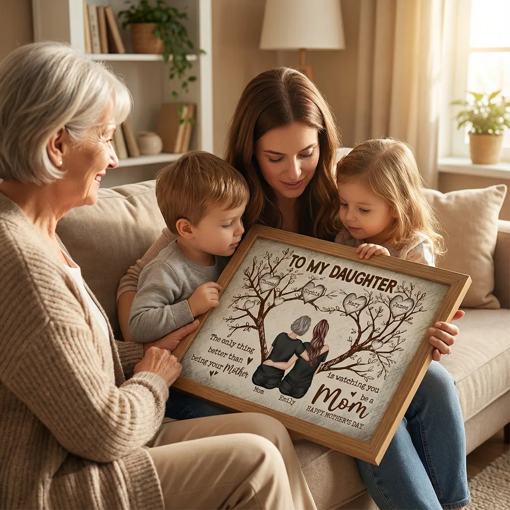 To My Daughter Personalized Poster, Back Hug Under Tree of Life, Heartwarming Keepsake Wall Art, Unique Mother's Day Gift - Image 6