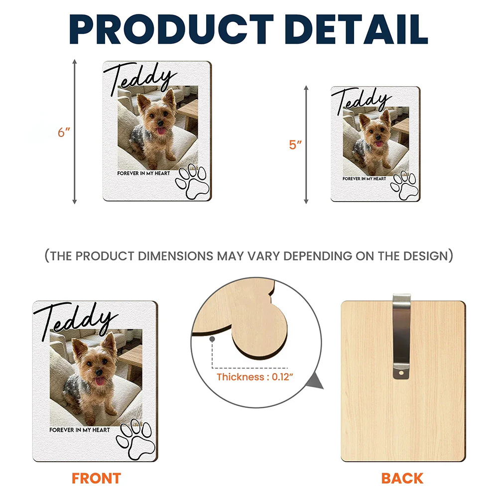 Personalized Wooden Car Visor Clip With Pet Photo and Memorial Quote, Warm Car Decor, Unique Gift for Dog Lovers - Image 5