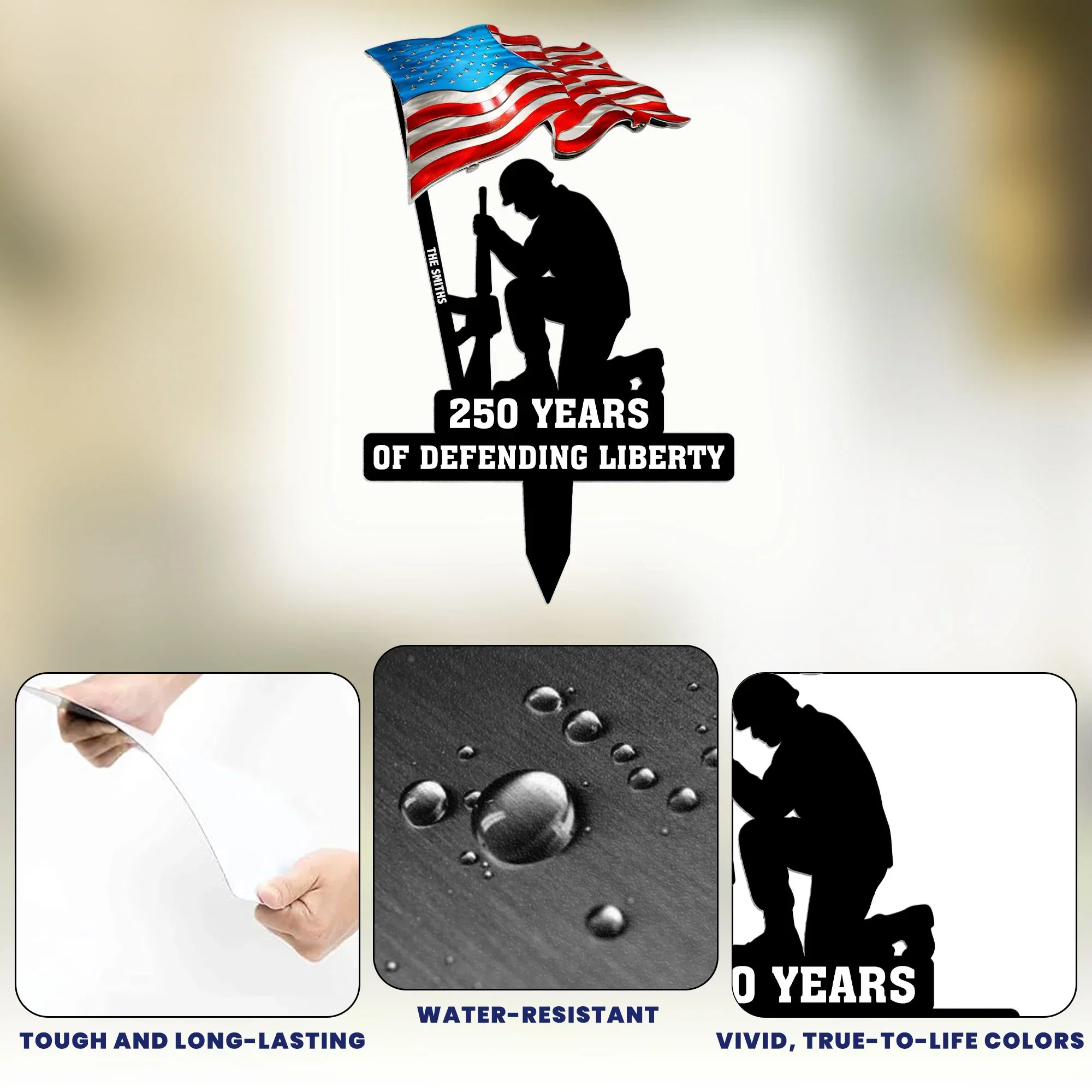 250 Years Of Defending Liberty Personalized Metal Garden Stake - Proud Patriotic Yard Tribute Gift - Image 6