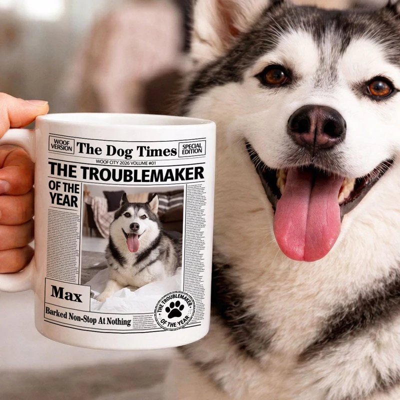 Personalized Dog Times Style Ceramic Mug - The Troublemaker Of The Year Funny Coffee Gift For Dog Mom - Image 3