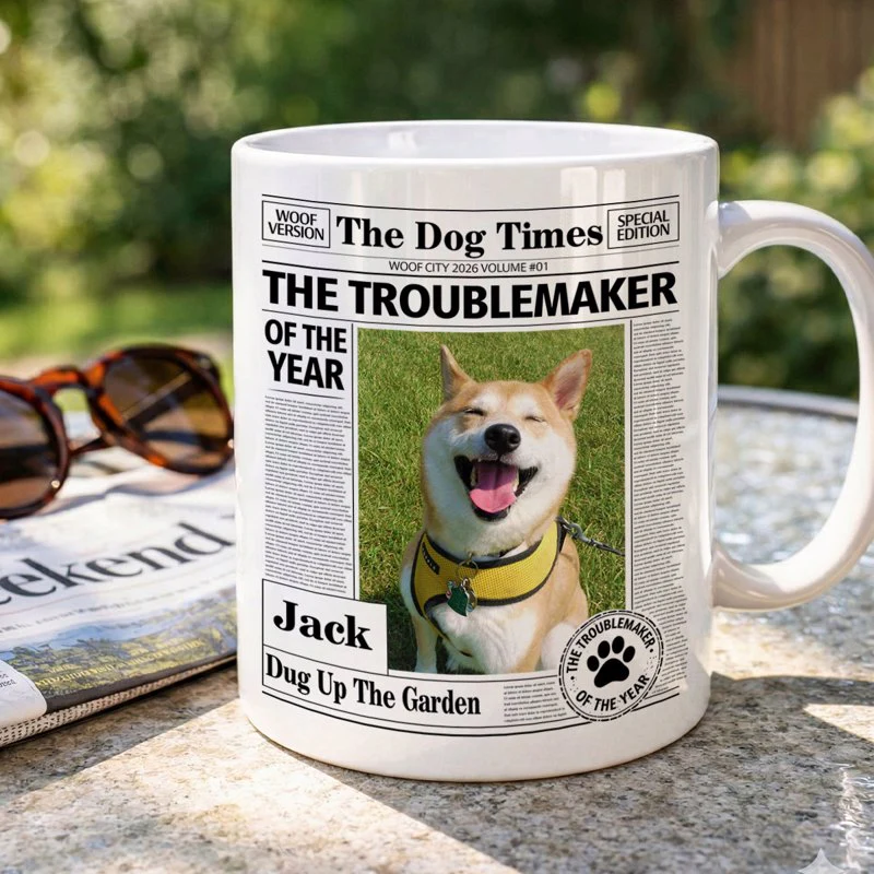 Personalized Dog Times Style Ceramic Mug - The Troublemaker Of The Year Funny Coffee Gift For Dog Mom - Image 5