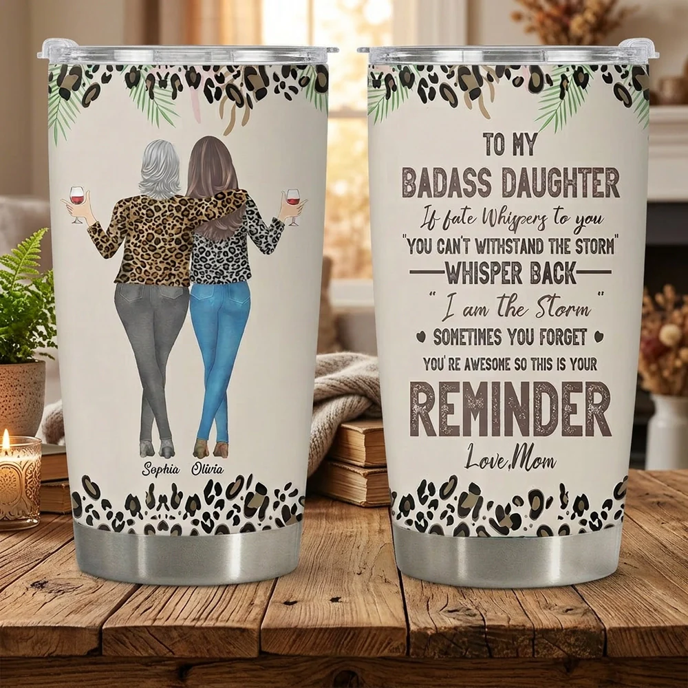 Personalized Insulated Travel Tumbler for Daughter, Mom and Daughter Walking Away Quote, Unique Gift Reminder - Image 2