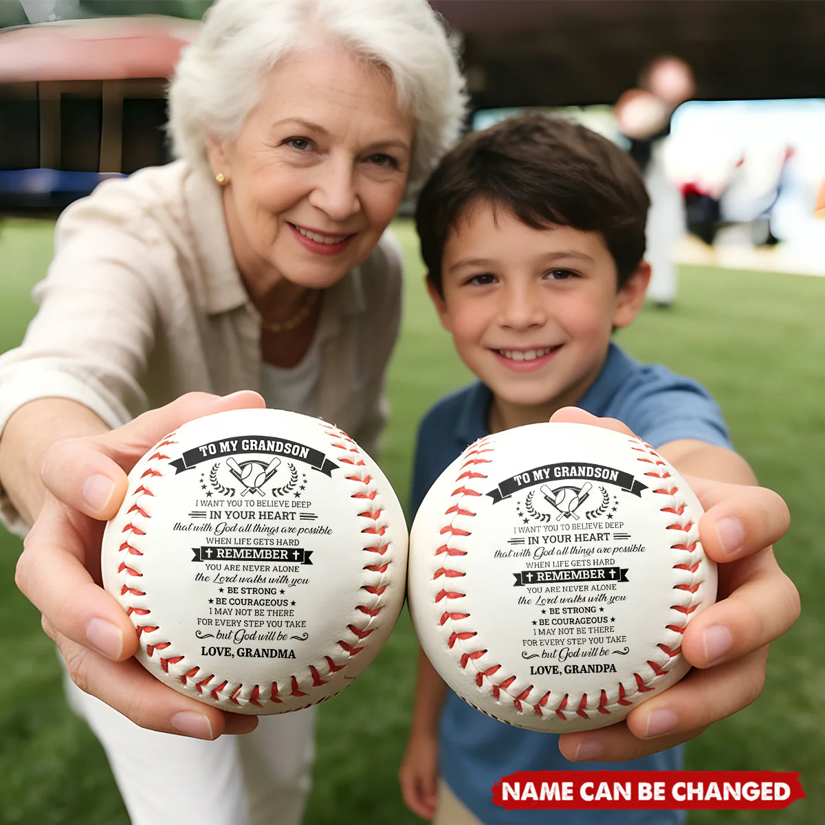 To My Grandson Baseball Ball, Personalized Encouragement Quote, Heartwarming Keepsake Gift from Grandpa - Image 3