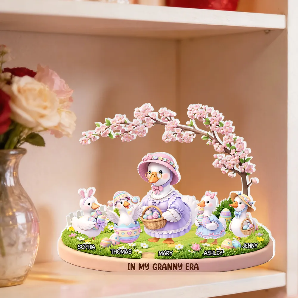 Personalized Shaped Acrylic Block Plaque In My Granny Era Cute Easter Duck Family Shelf Decor, Unique Gift for Grandma - Image 2