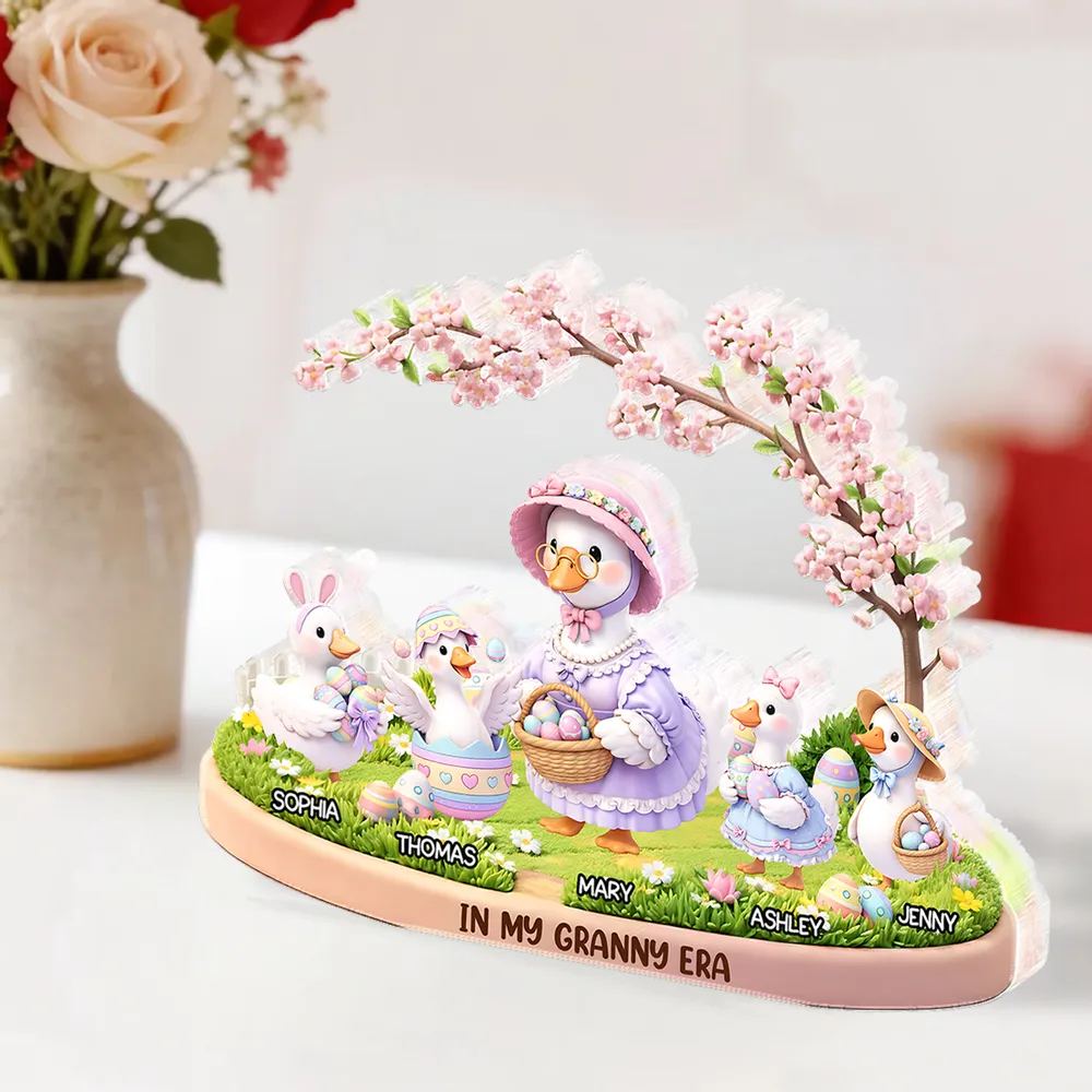 Personalized Shaped Acrylic Block Plaque In My Granny Era Cute Easter Duck Family Shelf Decor, Unique Gift for Grandma - Image 3