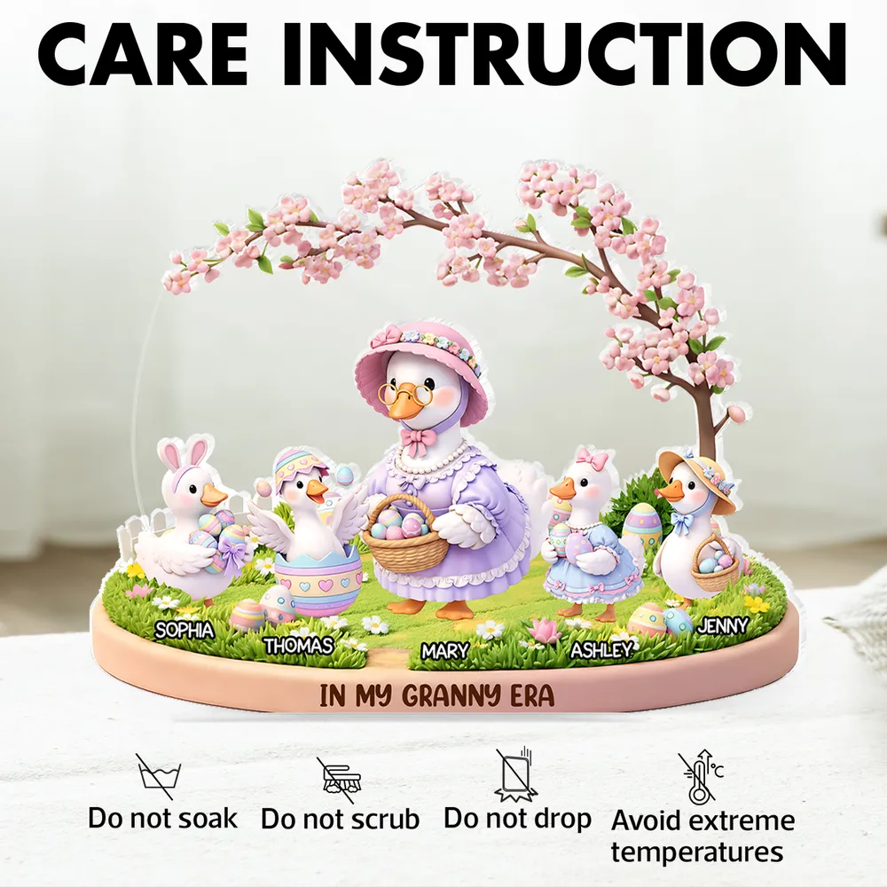 Personalized Shaped Acrylic Block Plaque In My Granny Era Cute Easter Duck Family Shelf Decor, Unique Gift for Grandma - Image 5