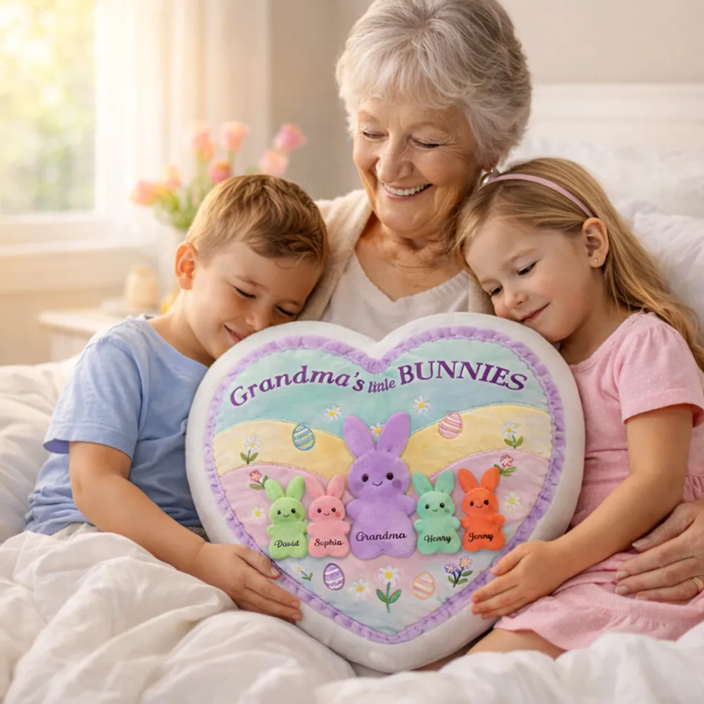 Personalized Shaped Pillow, Grandma's Little Bunnies Easter Decor, Heartwarming Unique Gift for Grandma - Image 3