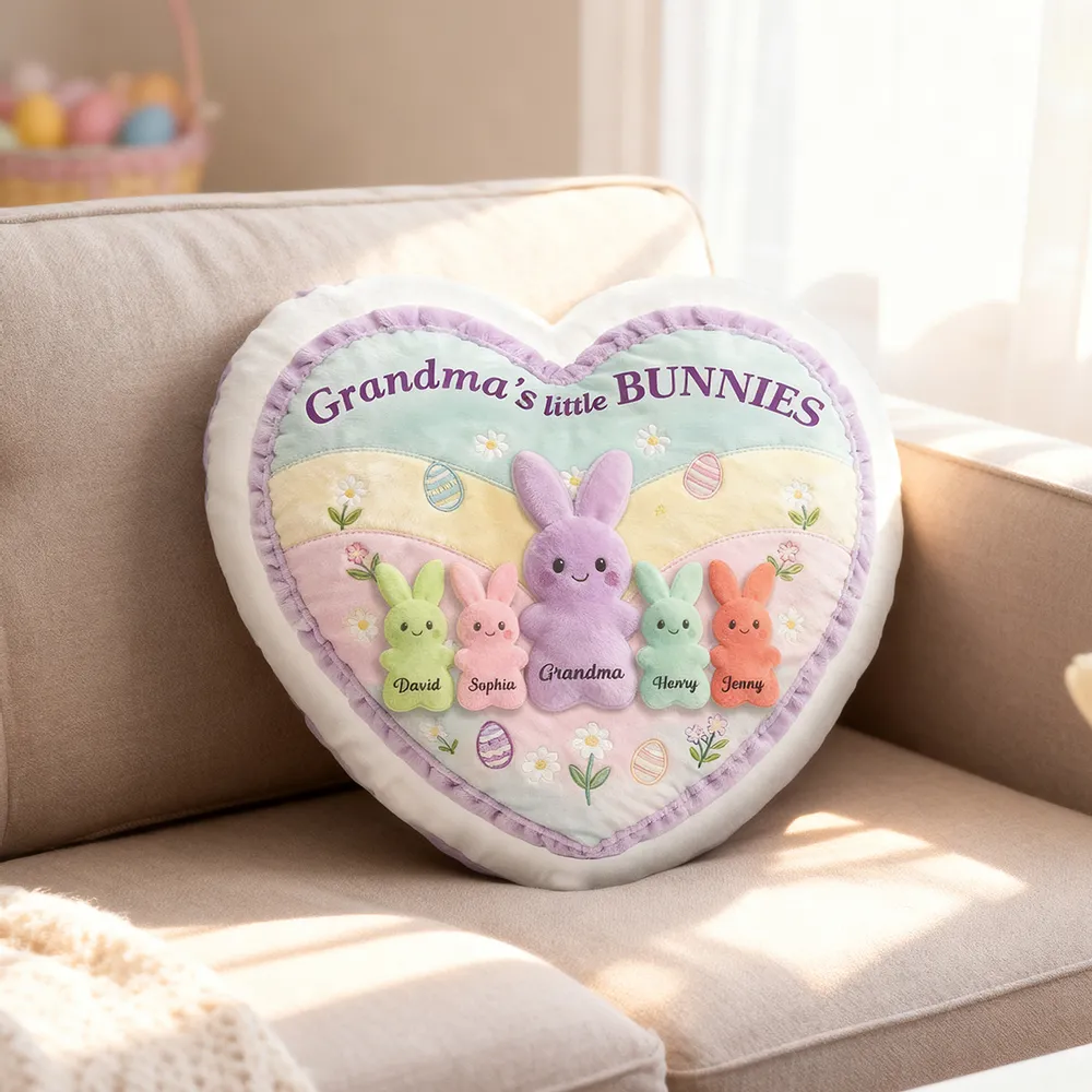 Personalized Shaped Pillow, Grandma's Little Bunnies Easter Decor, Heartwarming Unique Gift for Grandma - Image 5
