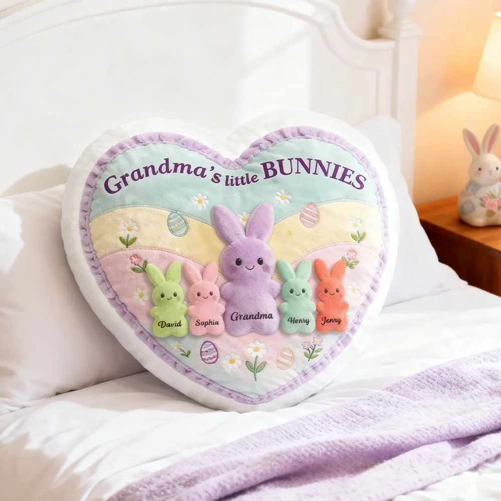 Personalized Shaped Pillow, Grandma's Little Bunnies Easter Decor, Heartwarming Unique Gift for Grandma - Image 8