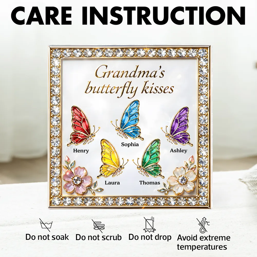 Personalized Shaped Acrylic Block Plaque, Grandma's Butterfly Kisses Shelf Decor, Unique Gift for Grandma or Mom - Image 5