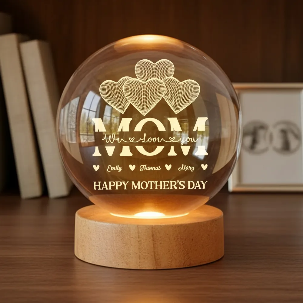 Globe Lamp Personalized Mom Heart Night Light, Warm Glow Mother's Day Gift for Mom - Image 2