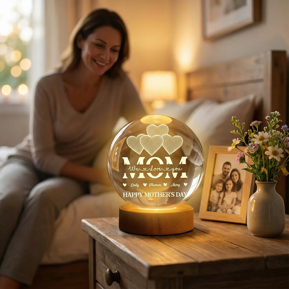 Globe Lamp Personalized Mom Heart Night Light, Warm Glow Mother's Day Gift for Mom - Image 6