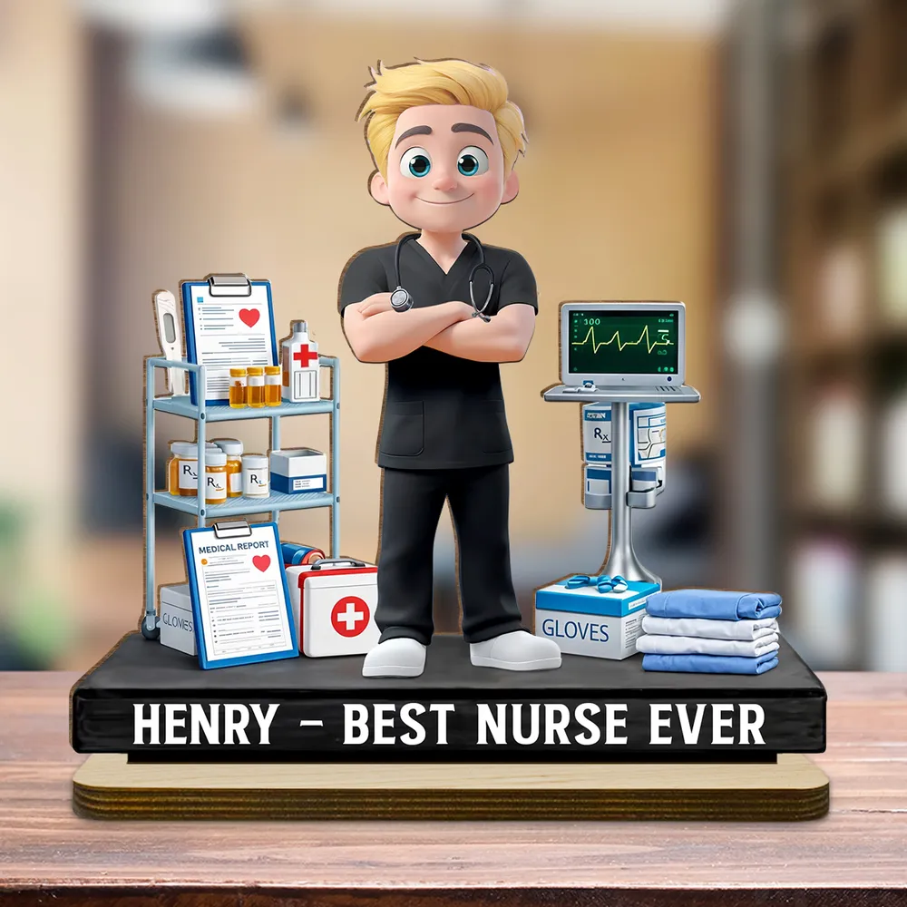 Personalized 2-Layer Wooden Plaque Nurse Figurine With Heartfelt Message, Cute Desk Decor, Unique Gift for Nurses - Image 4