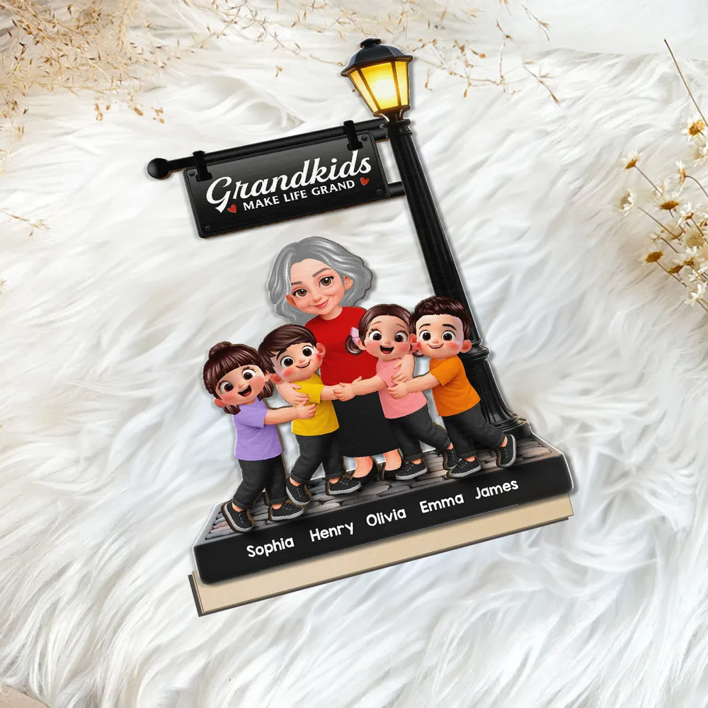 Personalized 2-Layer Wooden Plaque with Grandma and Grandkids Under Lamp Post, Sweet Family Keepsake, Unique Gift for Grandma - Image 7