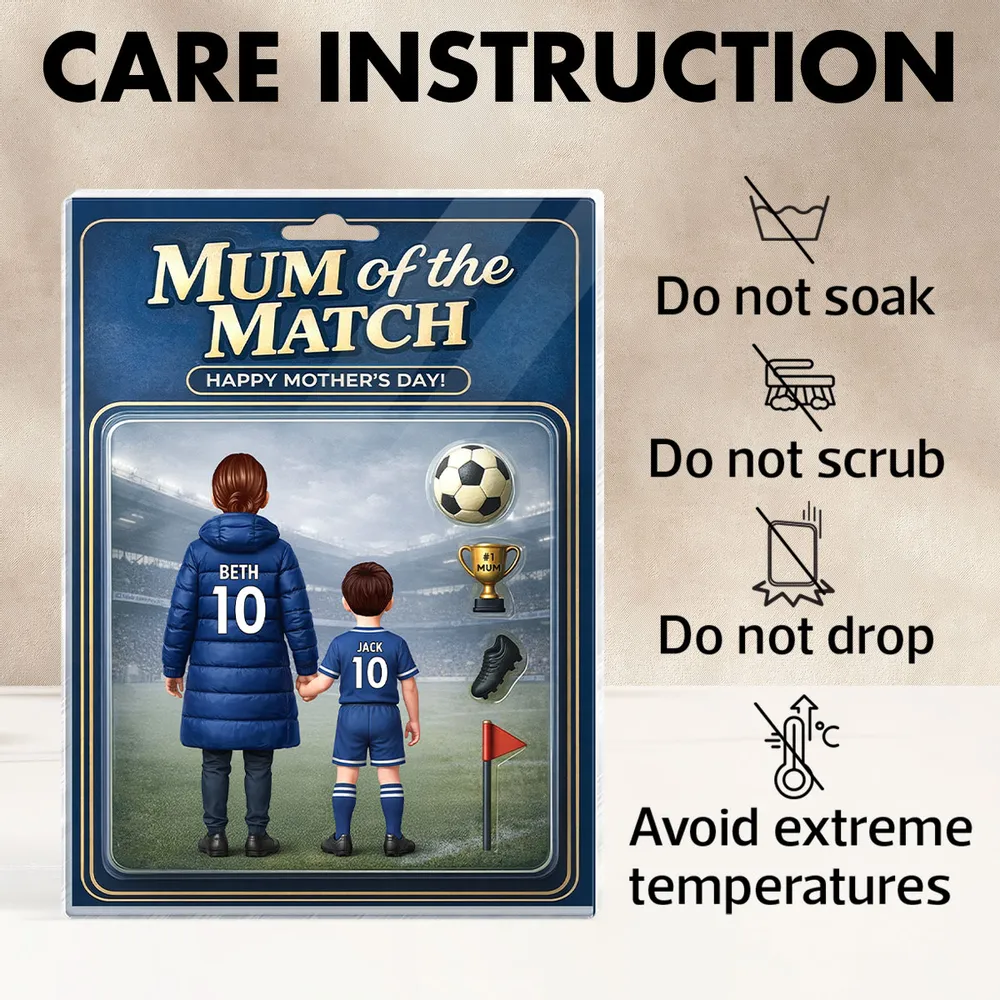 Personalized Rectangle Acrylic Block Plaque Mum of the Match Soccer Mom and Kid Holding Hands Stadium Scene Unique Mother's Day Gift - Image 5