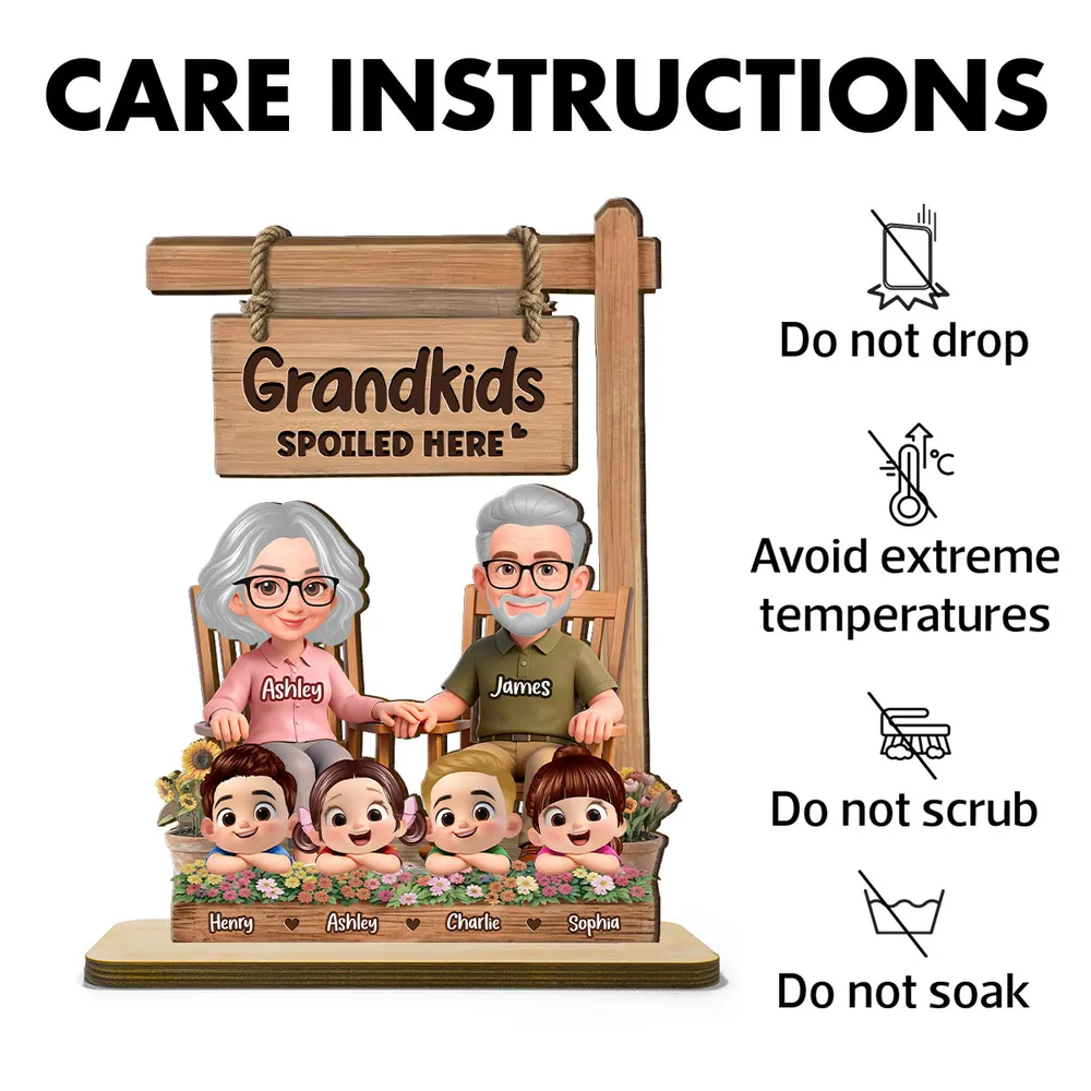 2-Layer Wooden Plaque for Grandma - Grandkids Spoiled Here Sign with Sweet Grandparent Scene - Creative Gift - Image 5