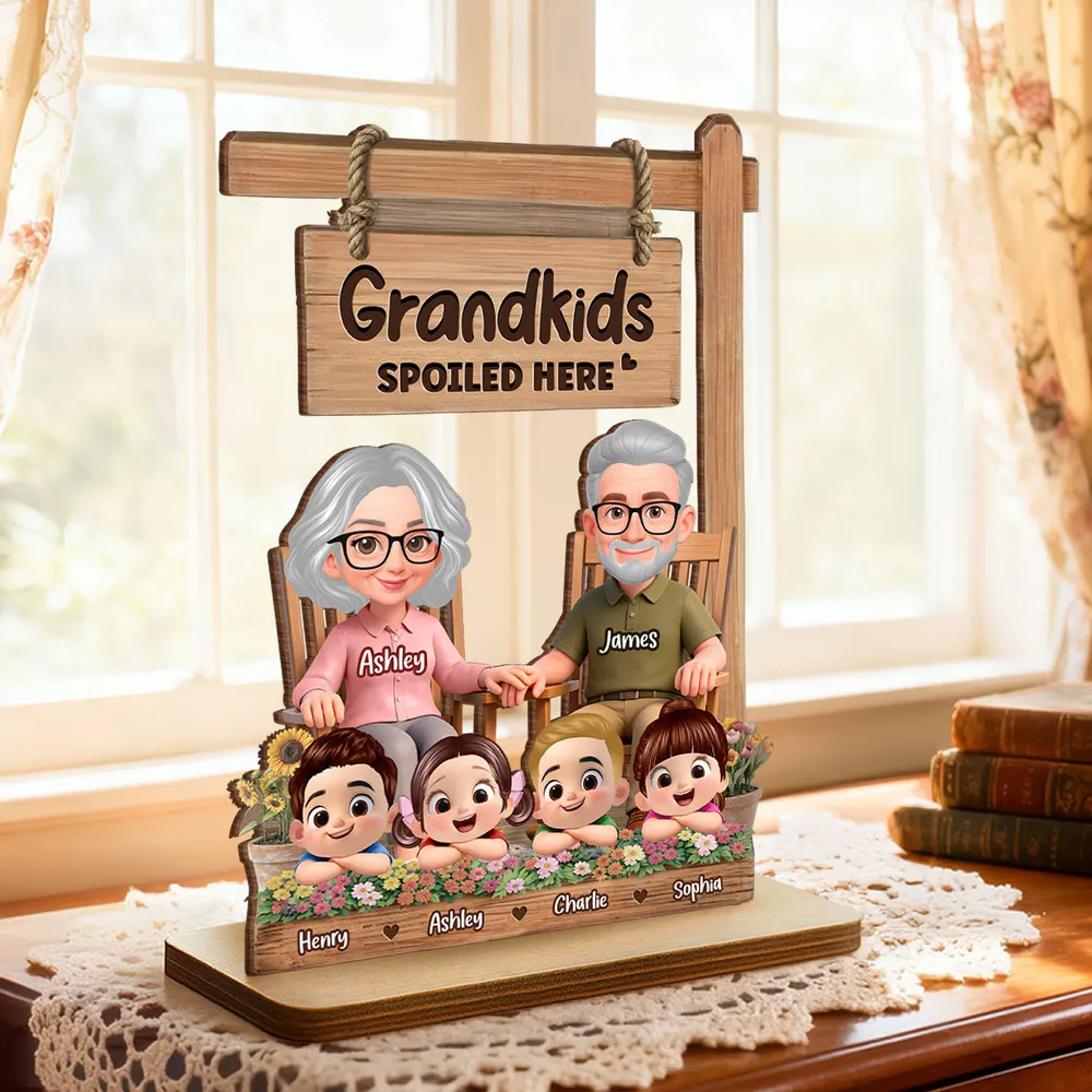 2-Layer Wooden Plaque for Grandma - Grandkids Spoiled Here Sign with Sweet Grandparent Scene - Creative Gift - Image 7