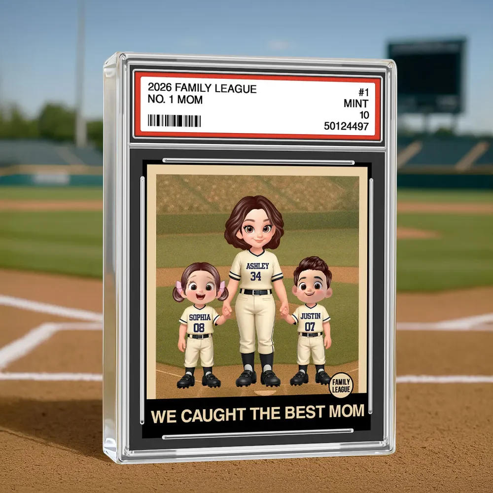 Personalized Baseball Mom Trading Card Rectangle Acrylic Block Plaque - Dugout Family Keepsake, Unique Gift for Mom - Image 2