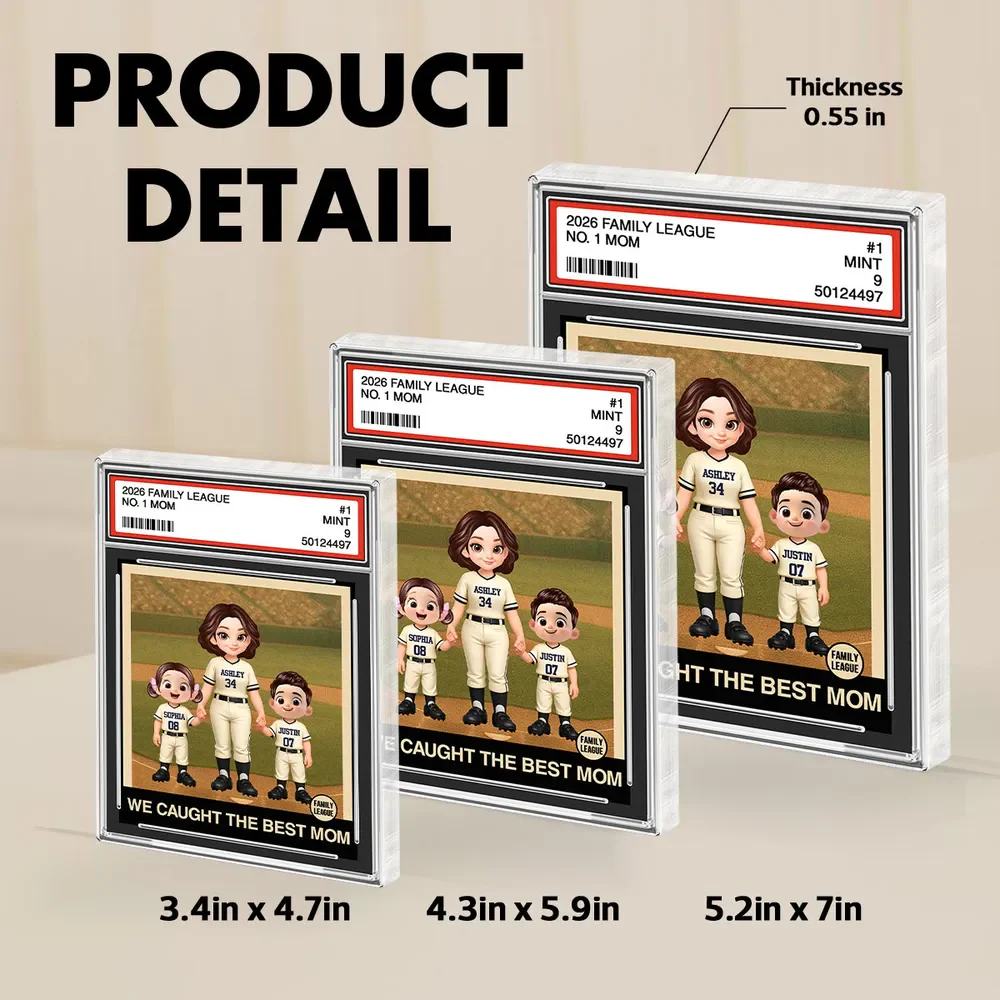 Personalized Baseball Mom Trading Card Rectangle Acrylic Block Plaque - Dugout Family Keepsake, Unique Gift for Mom - Image 5