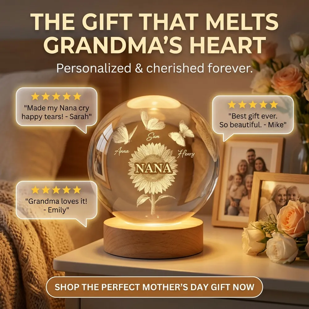 Personalized Globe Lamp with Sunflower Grandma Design, Cozy Nightstand Decor, Unique Gift for Grandma - Image 8