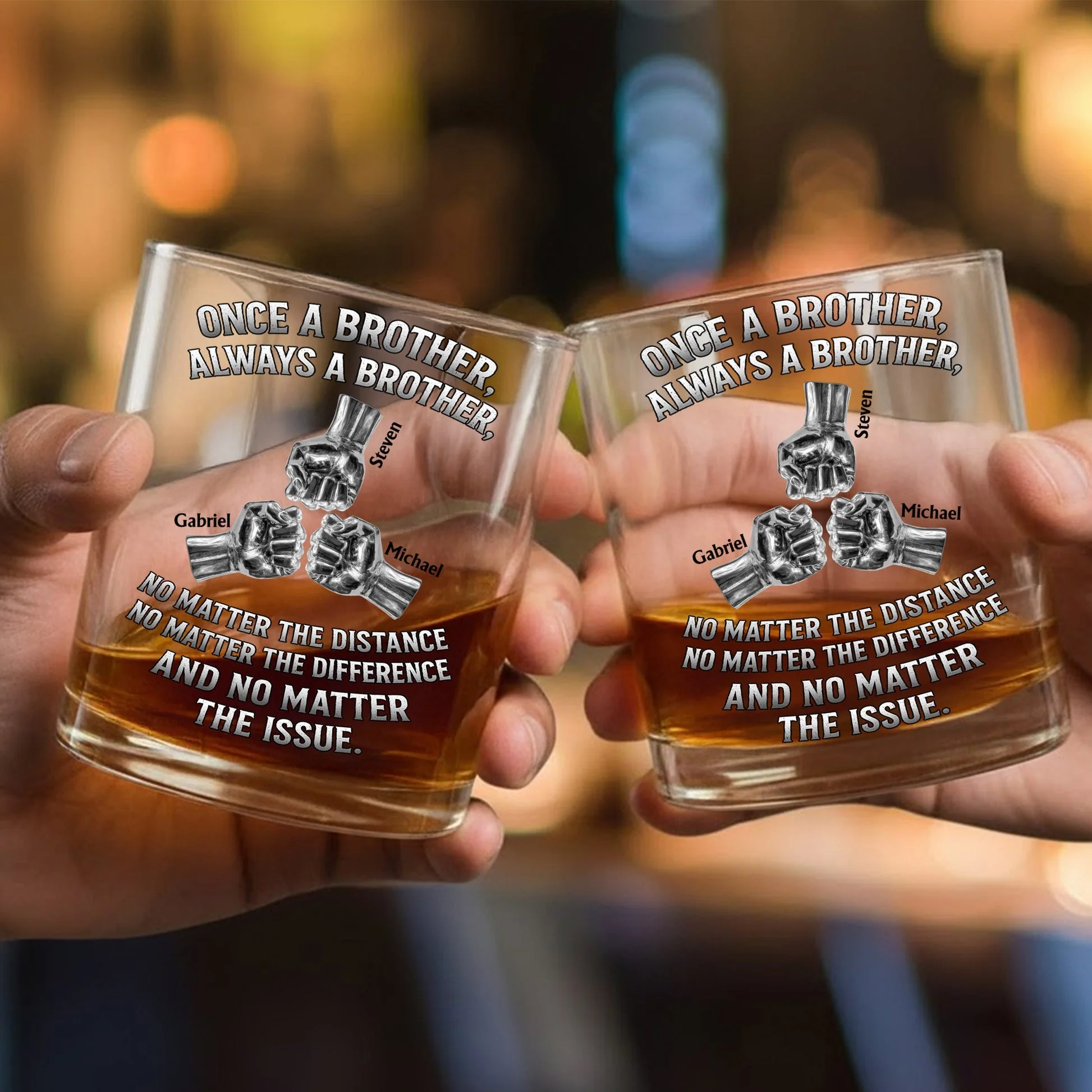 Once A Brother Always A Brother Personalized Whiskey Glass - Heartwarming Sibling Keepsake Gift for Long-Distance Cheers - Image 3