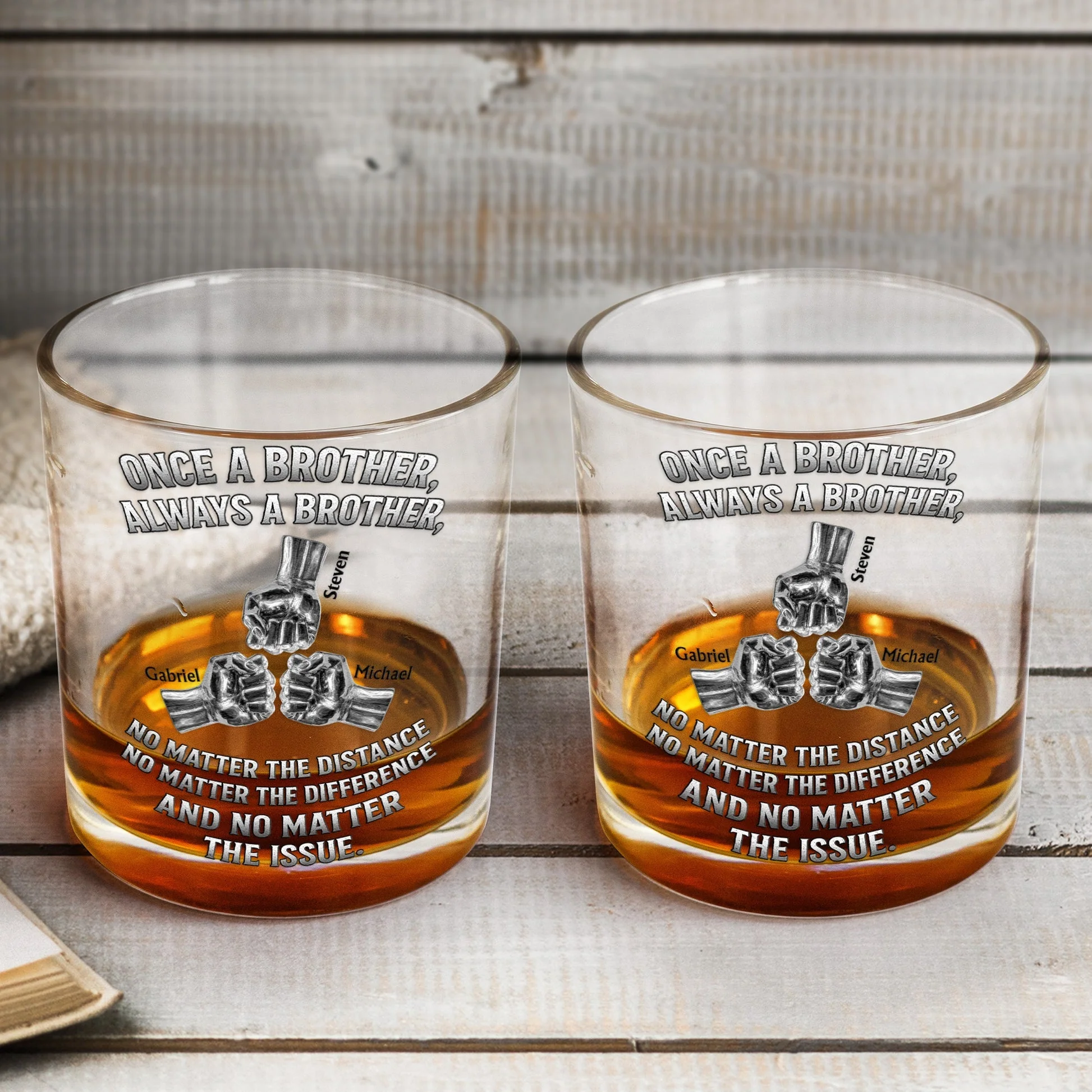 Once A Brother Always A Brother Personalized Whiskey Glass - Heartwarming Sibling Keepsake Gift for Long-Distance Cheers - Image 5