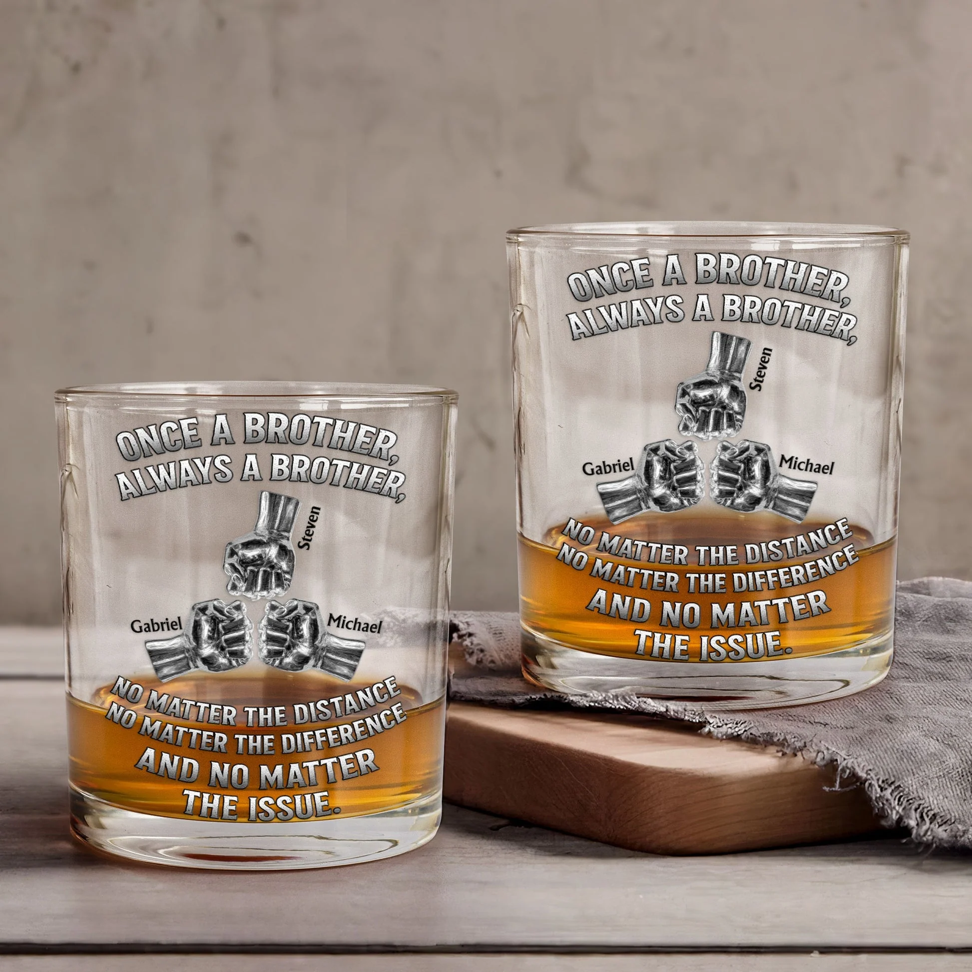 Once A Brother Always A Brother Personalized Whiskey Glass - Heartwarming Sibling Keepsake Gift for Long-Distance Cheers - Image 6