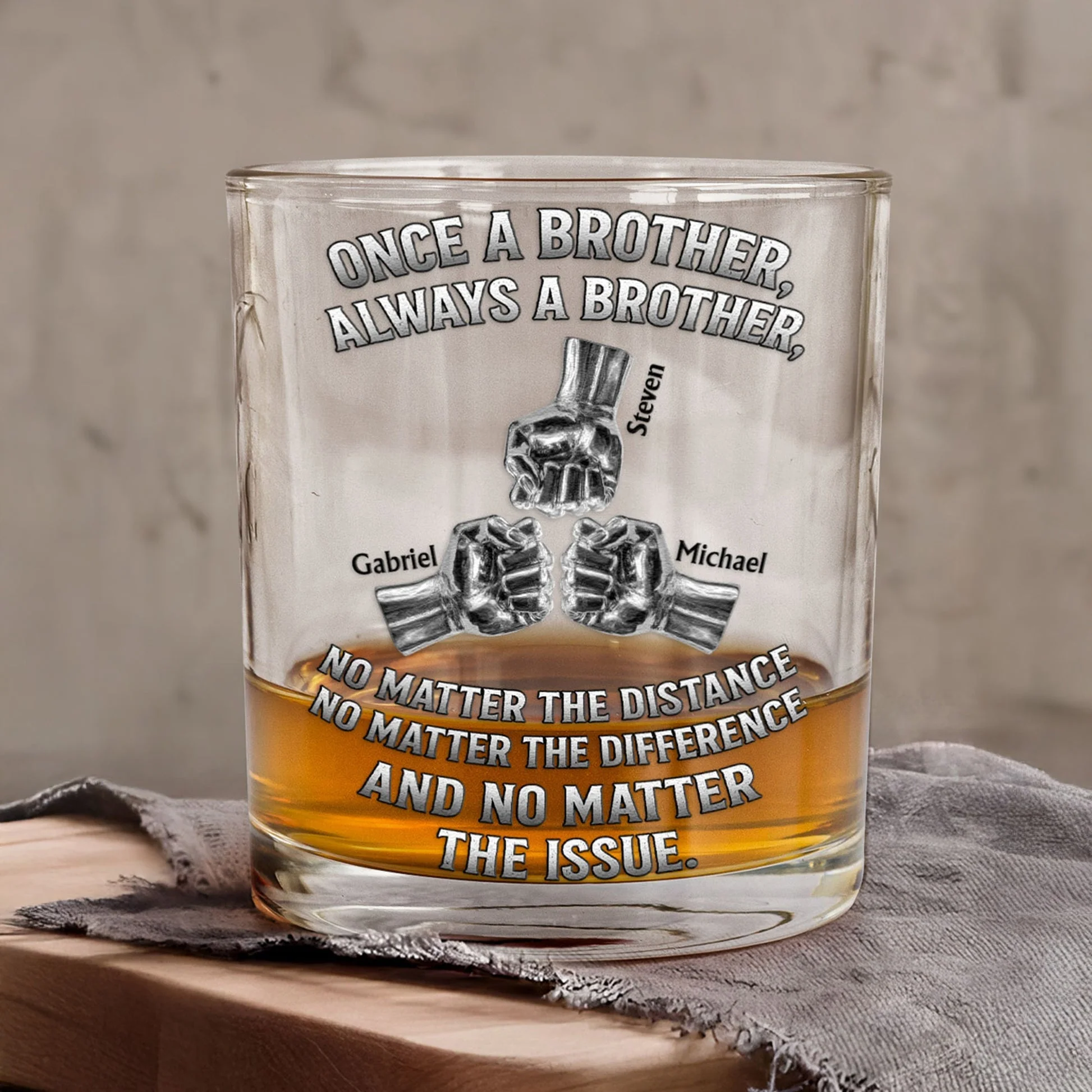 Once A Brother Always A Brother Personalized Whiskey Glass - Heartwarming Sibling Keepsake Gift for Long-Distance Cheers - Image 7