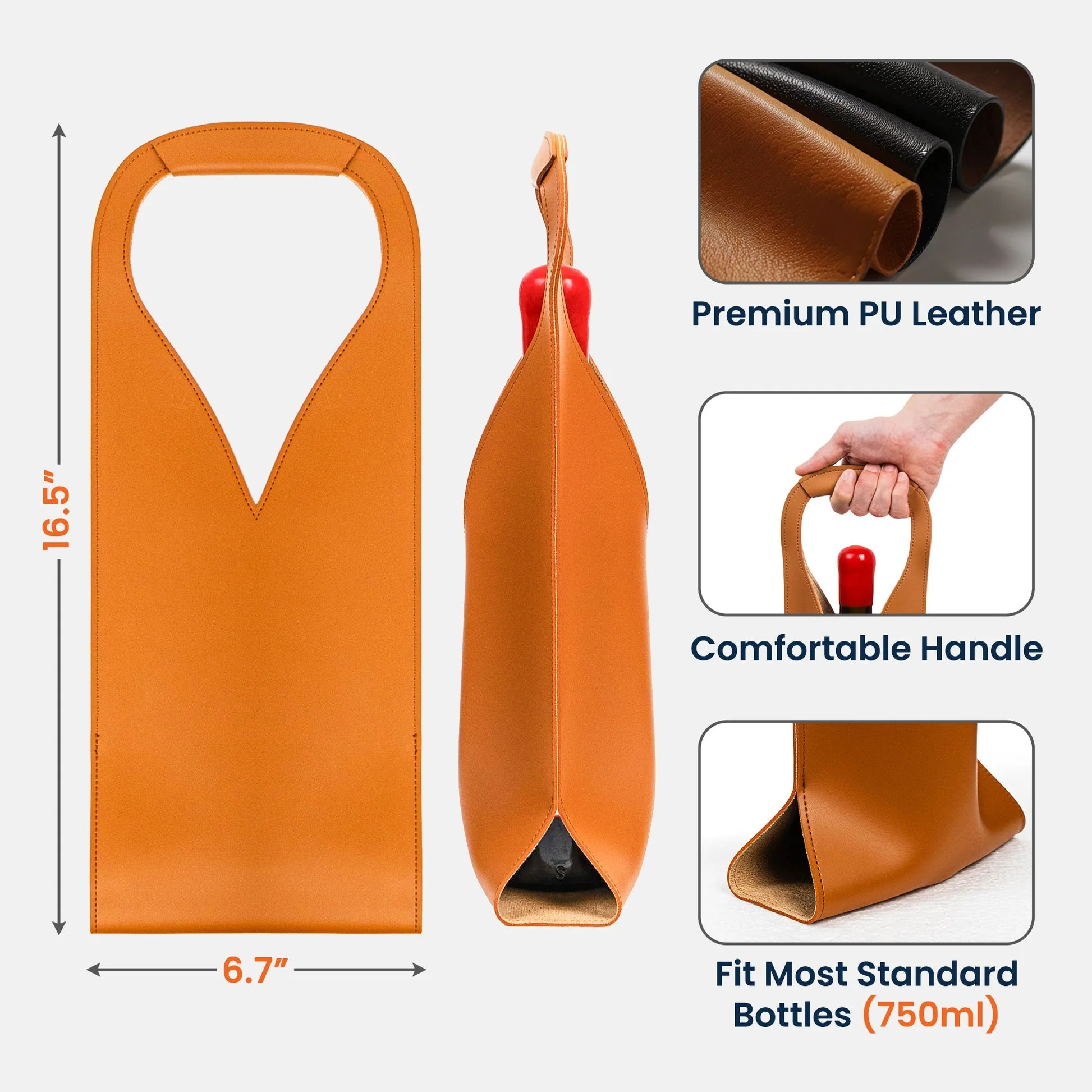 Custom Floral Name PU Leather Wine Bag, Stylish Wine Bottle Holder for Girls Night or Housewarming, Unique Gift - Image 4